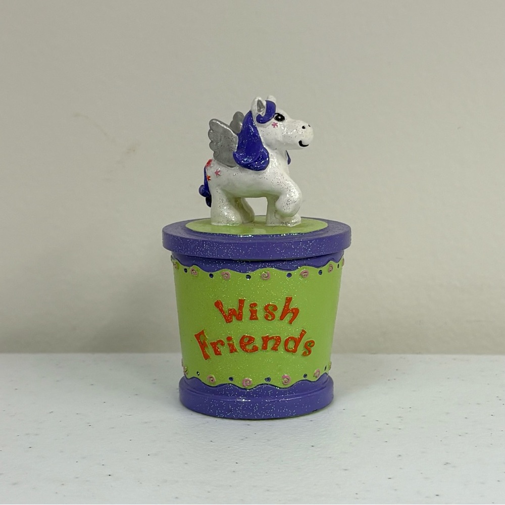 Vintage Claire's Unicorn Star Rainbow Wish Friends Trinket Ring Box 2000s Y2K
